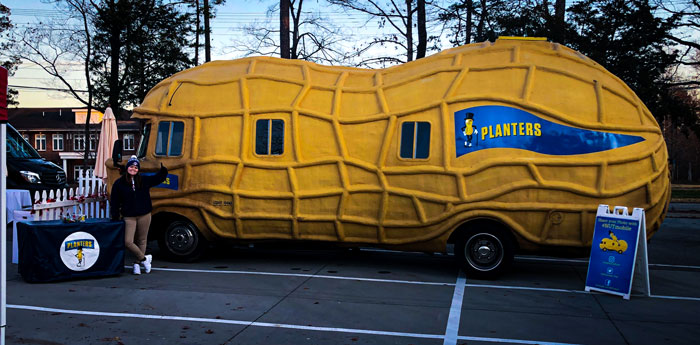 Durham 13.1 Runners village, planter's peanuts wagon